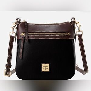 Dooney & Bourke Saffiano Leather 25 Black & Tmorrow Brown Shoulder Crossbody